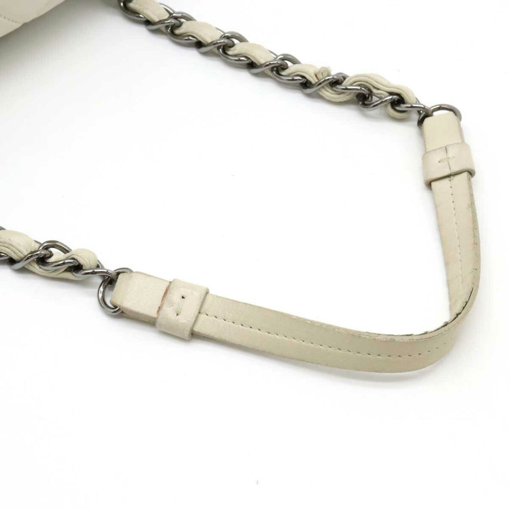 CHANEL Matelasse Coco Mark Half Moon Shoulder Bag Chain Leather Ivory