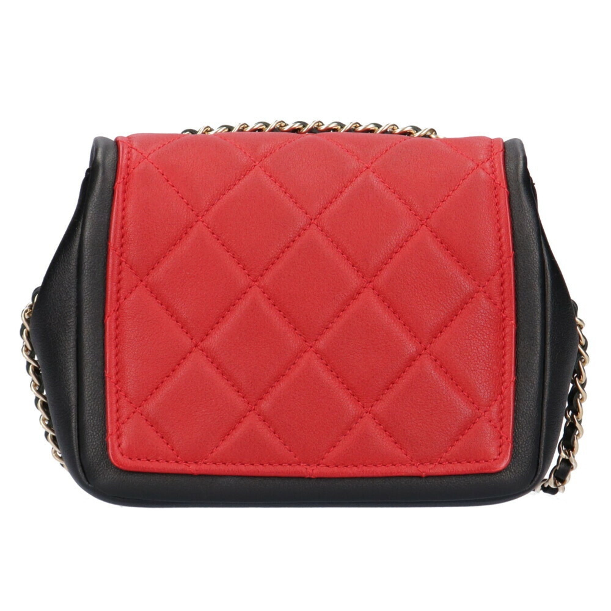 CHANEL chain matelasse shoulder bag lambskin red ladies