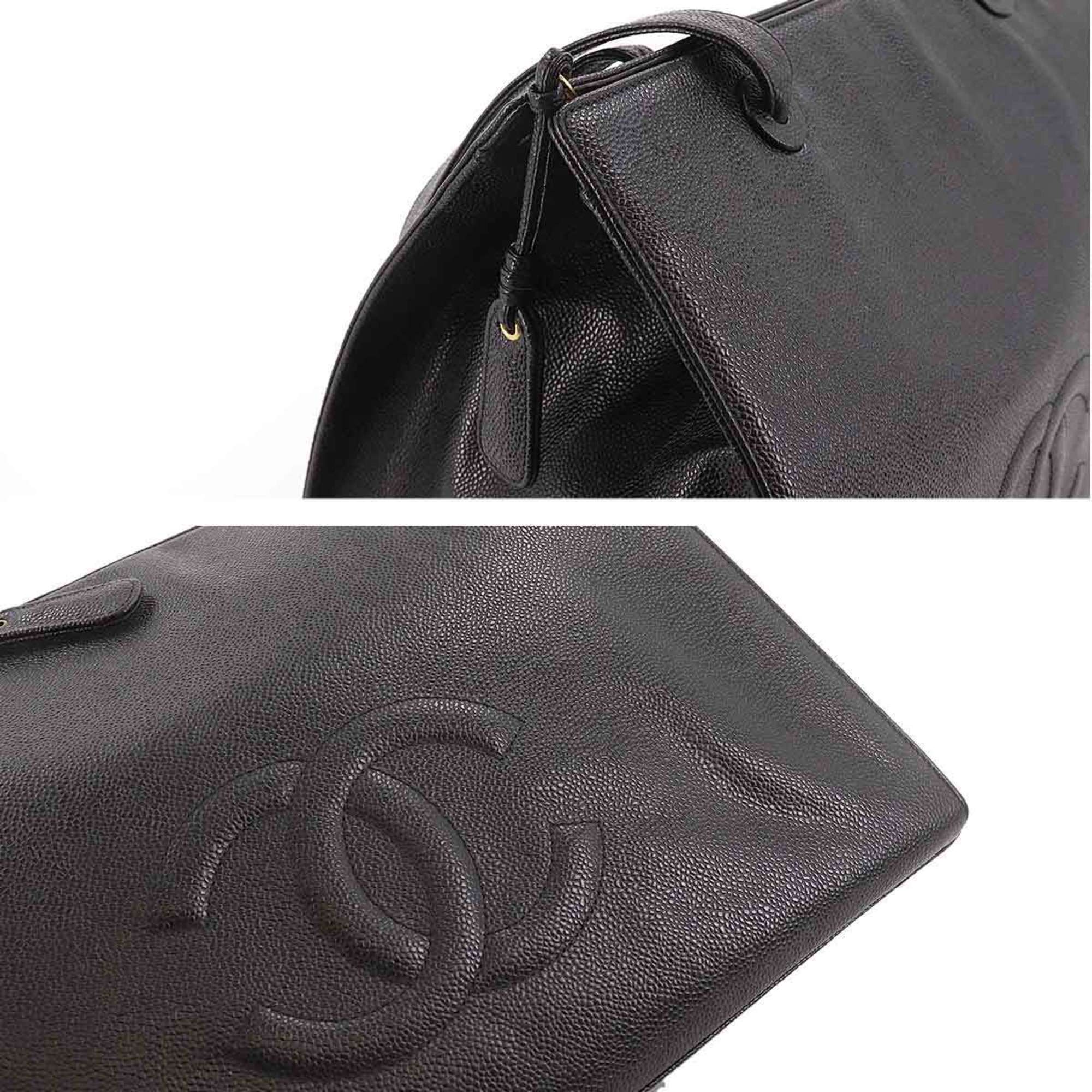 CHANEL Cocomark Tote Bag Caviar Skin Black Gold Hardware Vintage