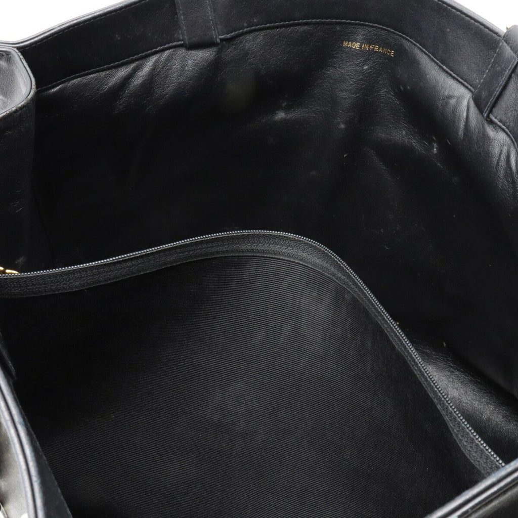 CHANEL here mark chain tote bag large shoulder leather black