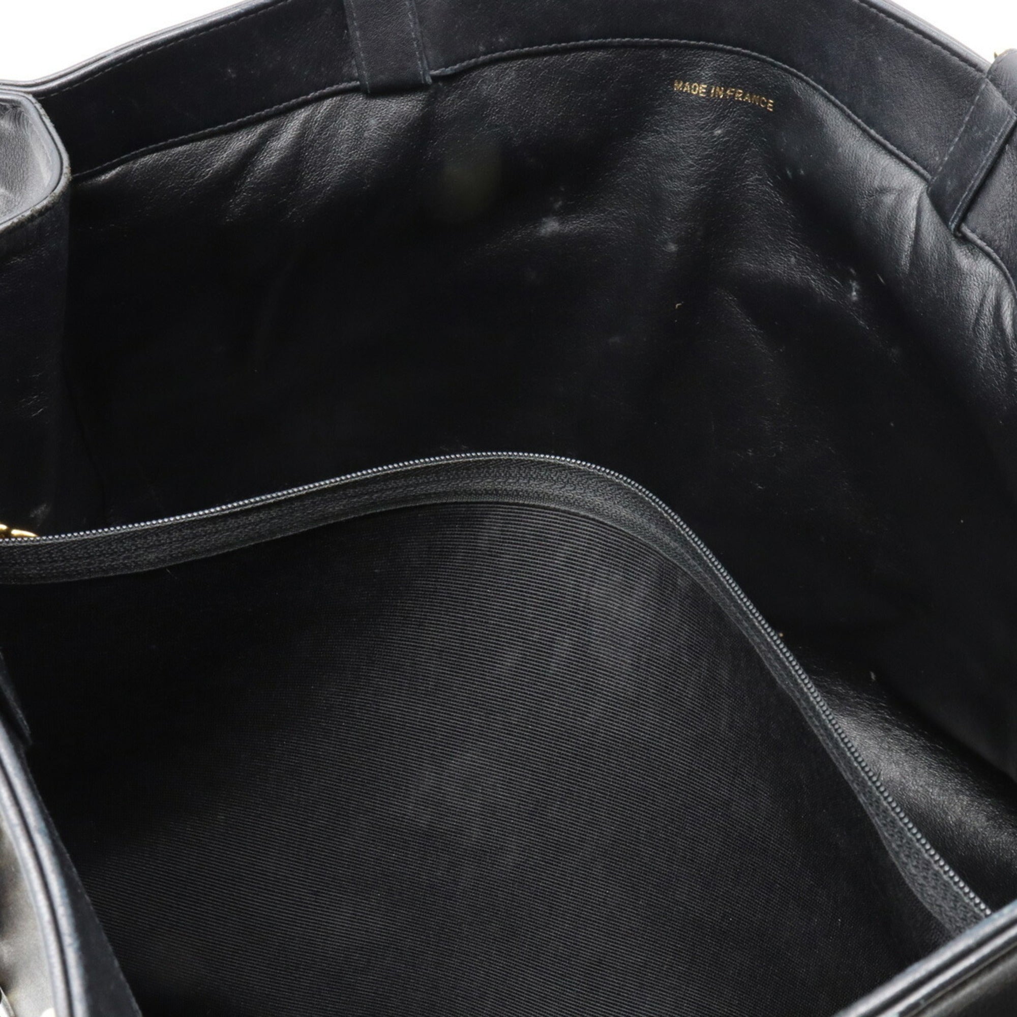 CHANEL here mark chain tote bag large shoulder leather black