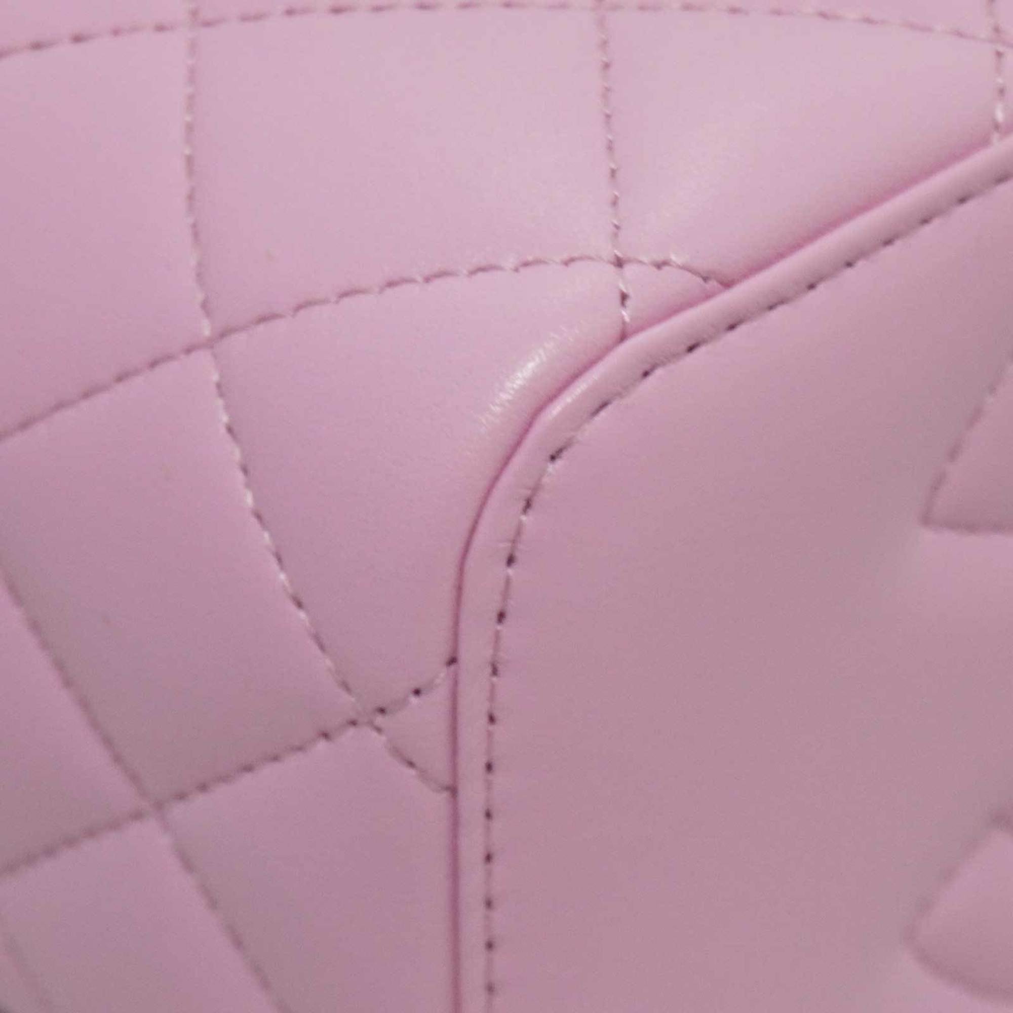 CHANEL Vanity Shoulder Handbag Bag Pink Lambskin Women's