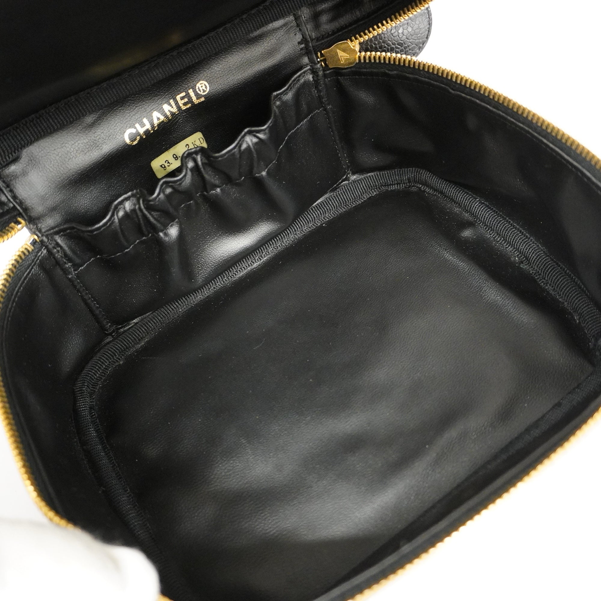 CHANELAuth  Vanity Bag Women's Caviar Leather Vanity Bag Black