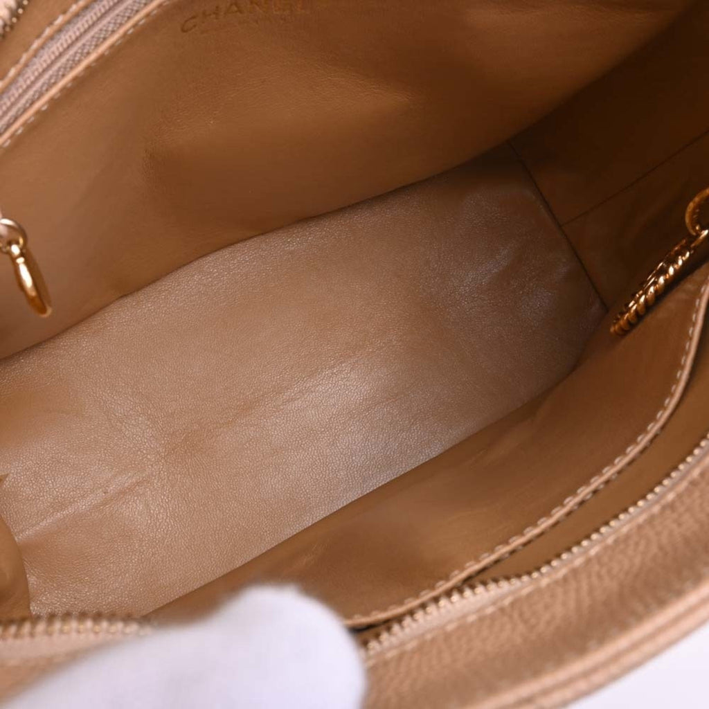 CHANEL Caviar Skin Coco Mark Reproduction Tote Bag Beige Ladies
