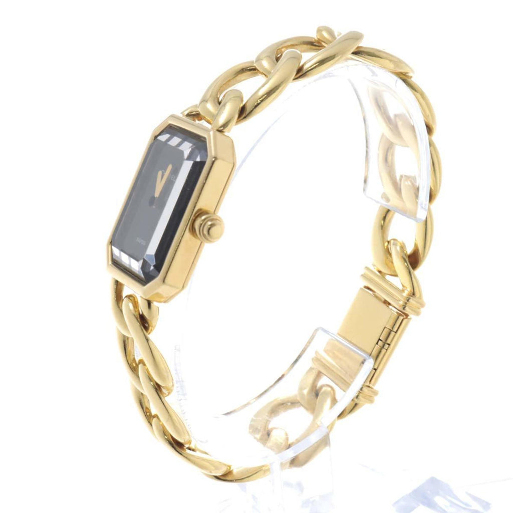 CHANEL Premiere XL size H0003 Vintage Ladies Watch K18YG Yellow Gold Black Dial Quartz