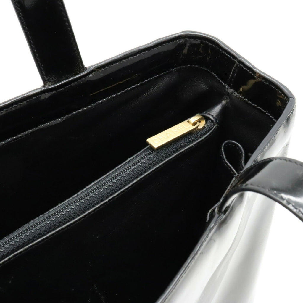 CHANEL tote bag shoulder enamel patent leather black