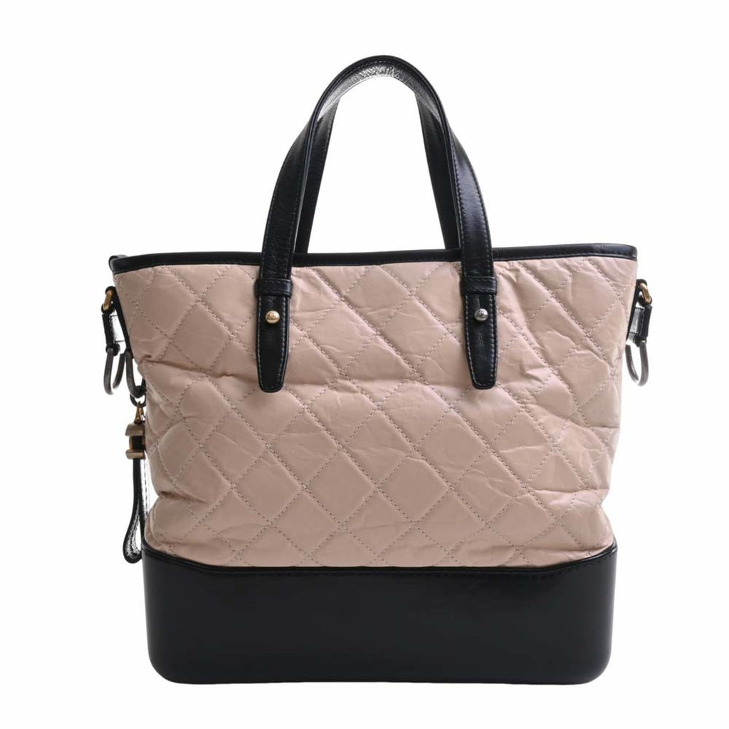 CHANEL Leather Gabriel de Cocomark Shoulder Bag Beige/Black Ladies