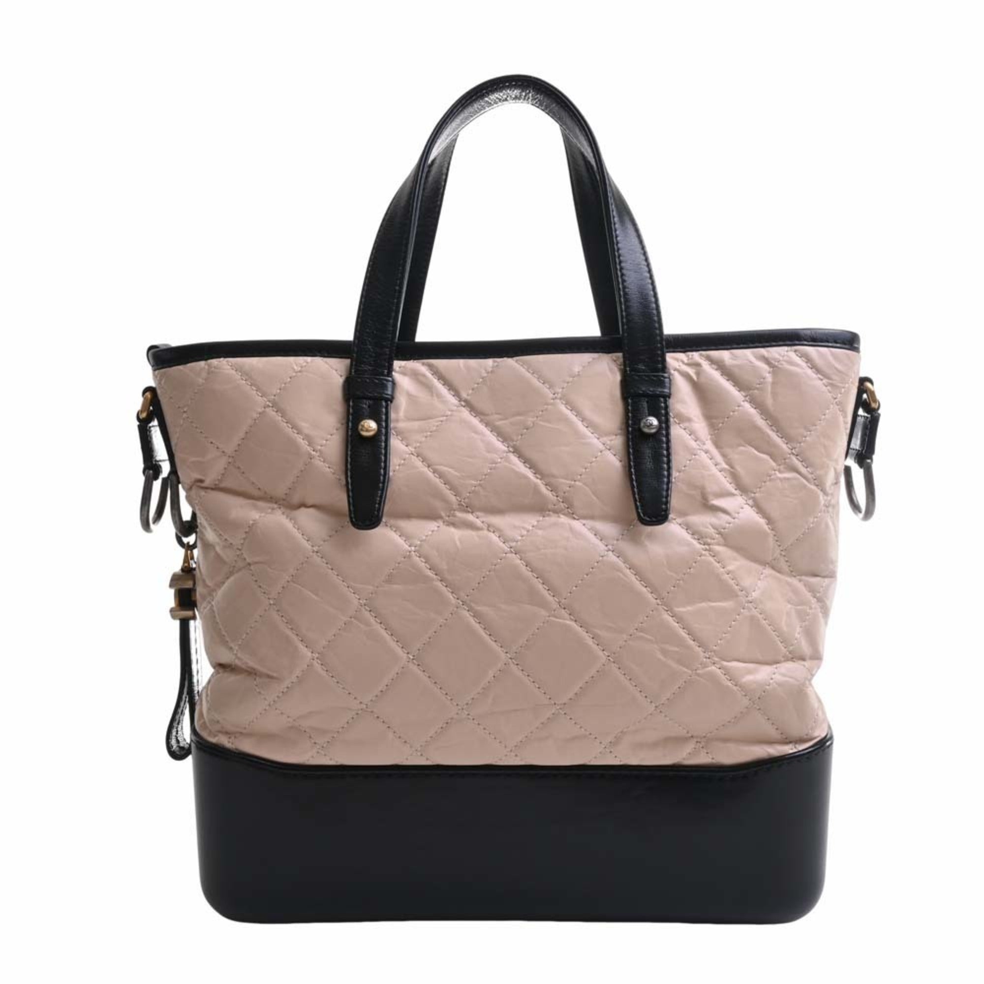CHANEL Leather Gabriel de Cocomark Shoulder Bag Beige/Black Ladies