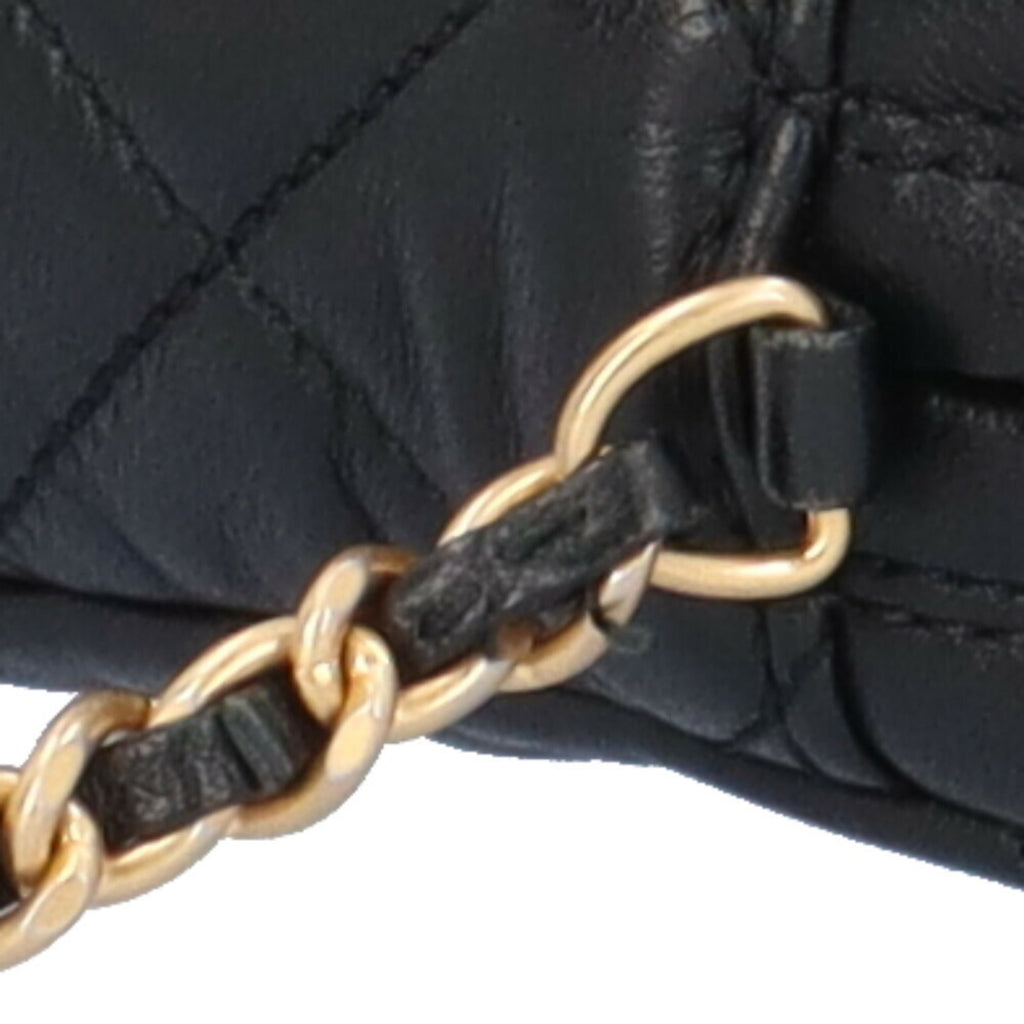 CHANEL Chain Shoulder Bag Lambskin Black Women's