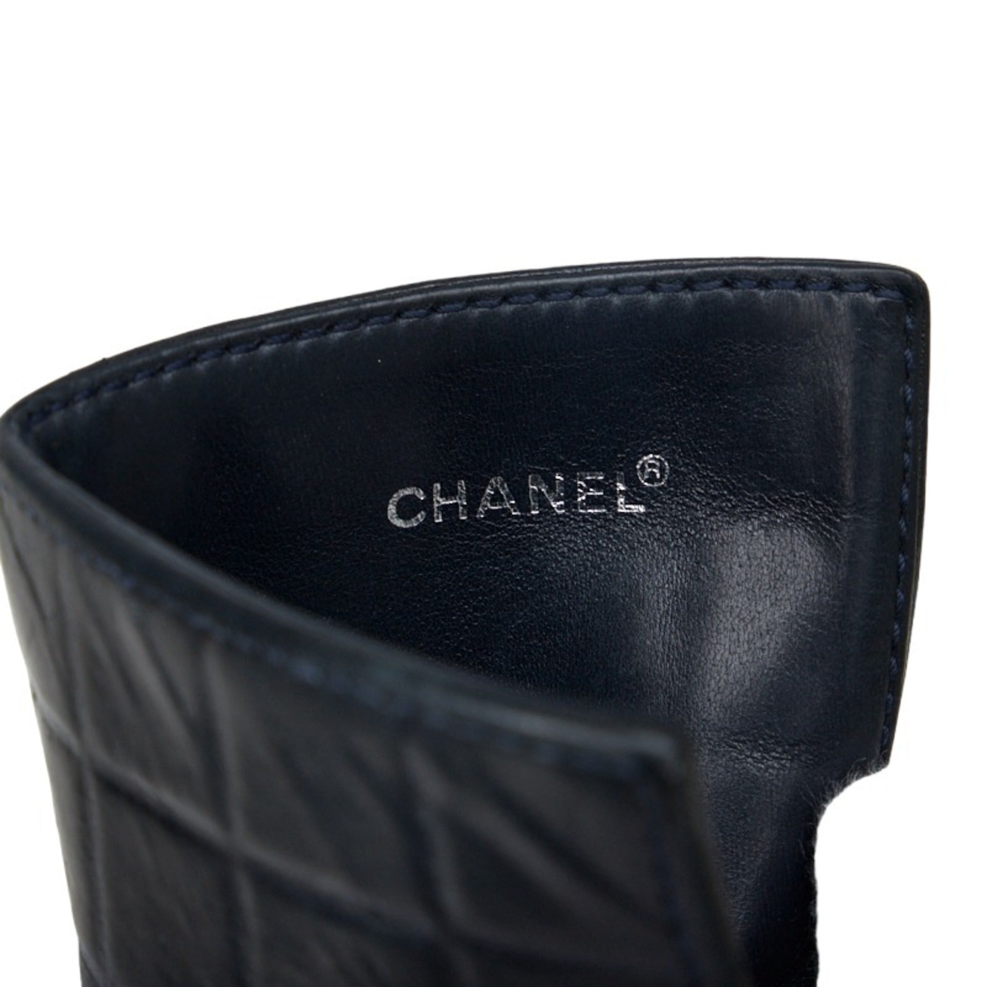 CHANEL Cocomark Business Card Holder Case Black Lambskin Ladies