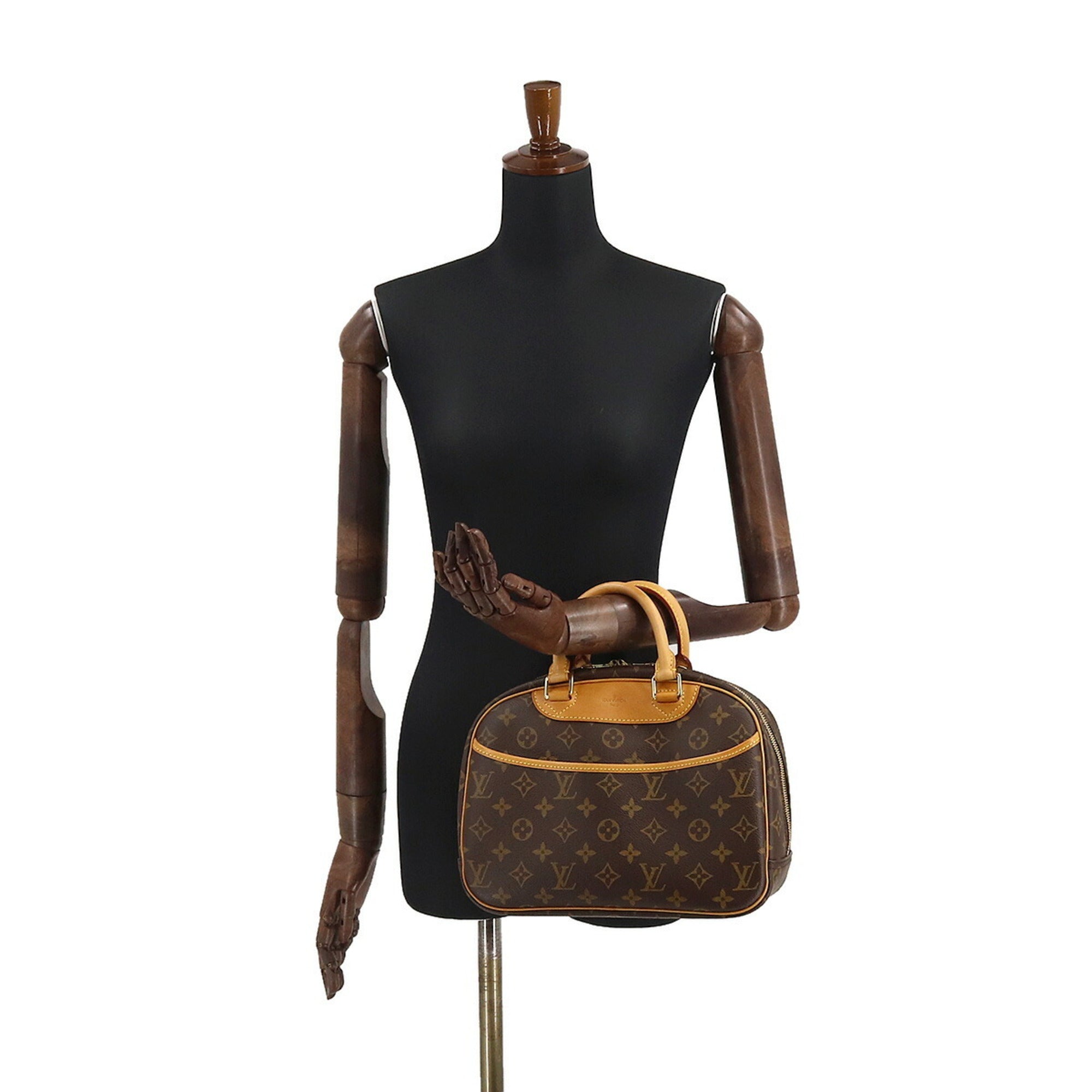 Louis Vuitton Monogram Trouville Hand Bag Brown M42228 Gold Hardware