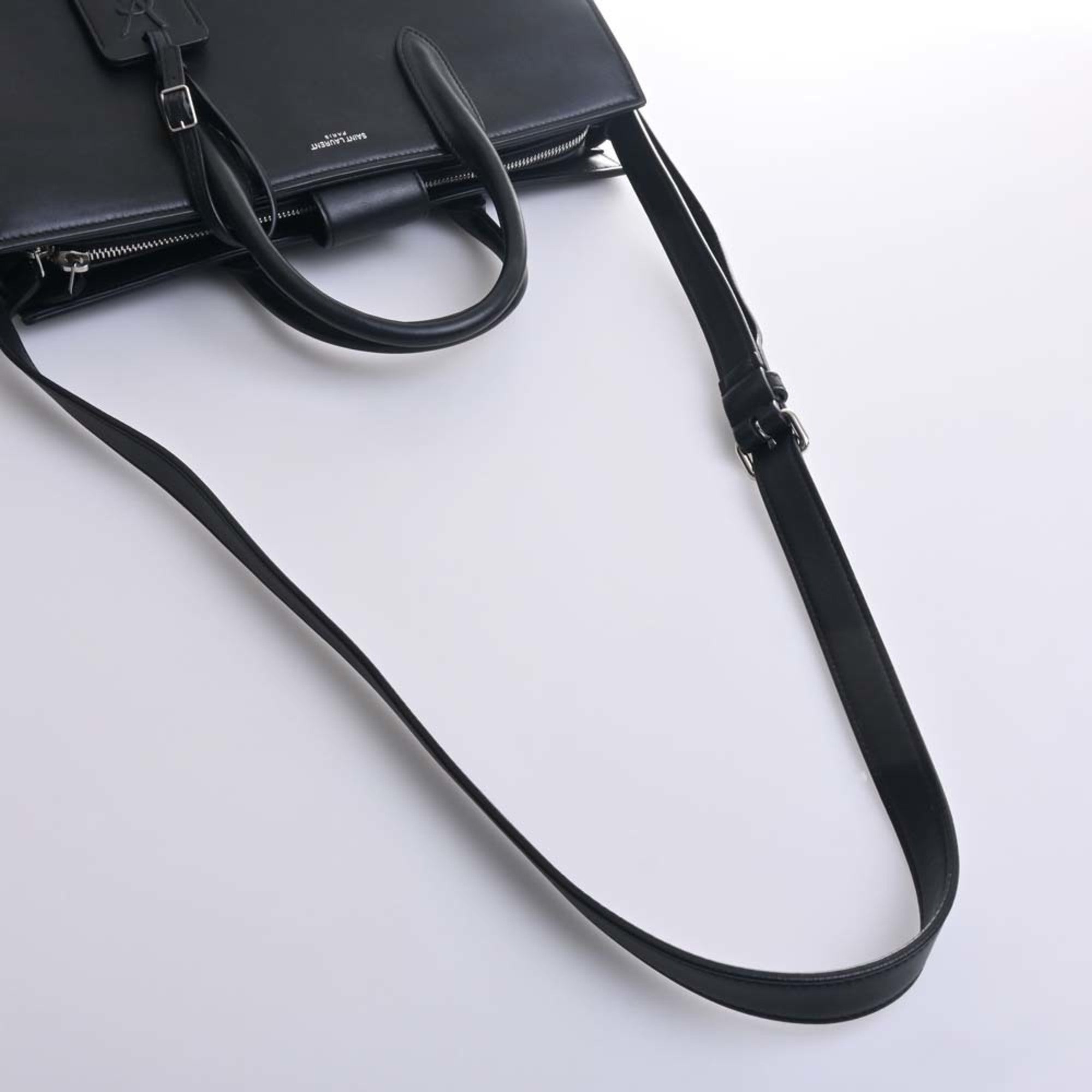 SAINT LAURENT Cavalive Gauche Leather Handbag 504924 Black Ladies