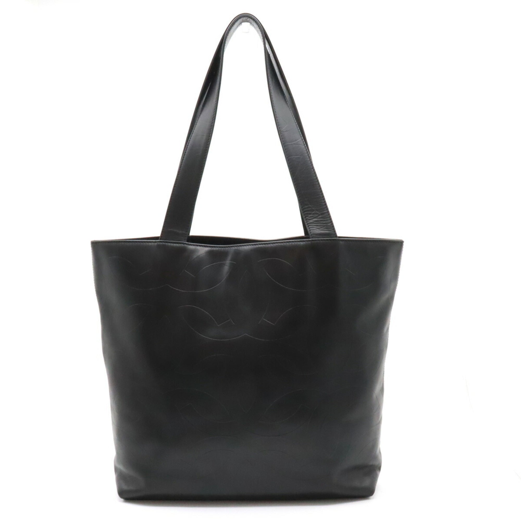 CHANEL Cocomark Tote Bag Shoulder Leather Black