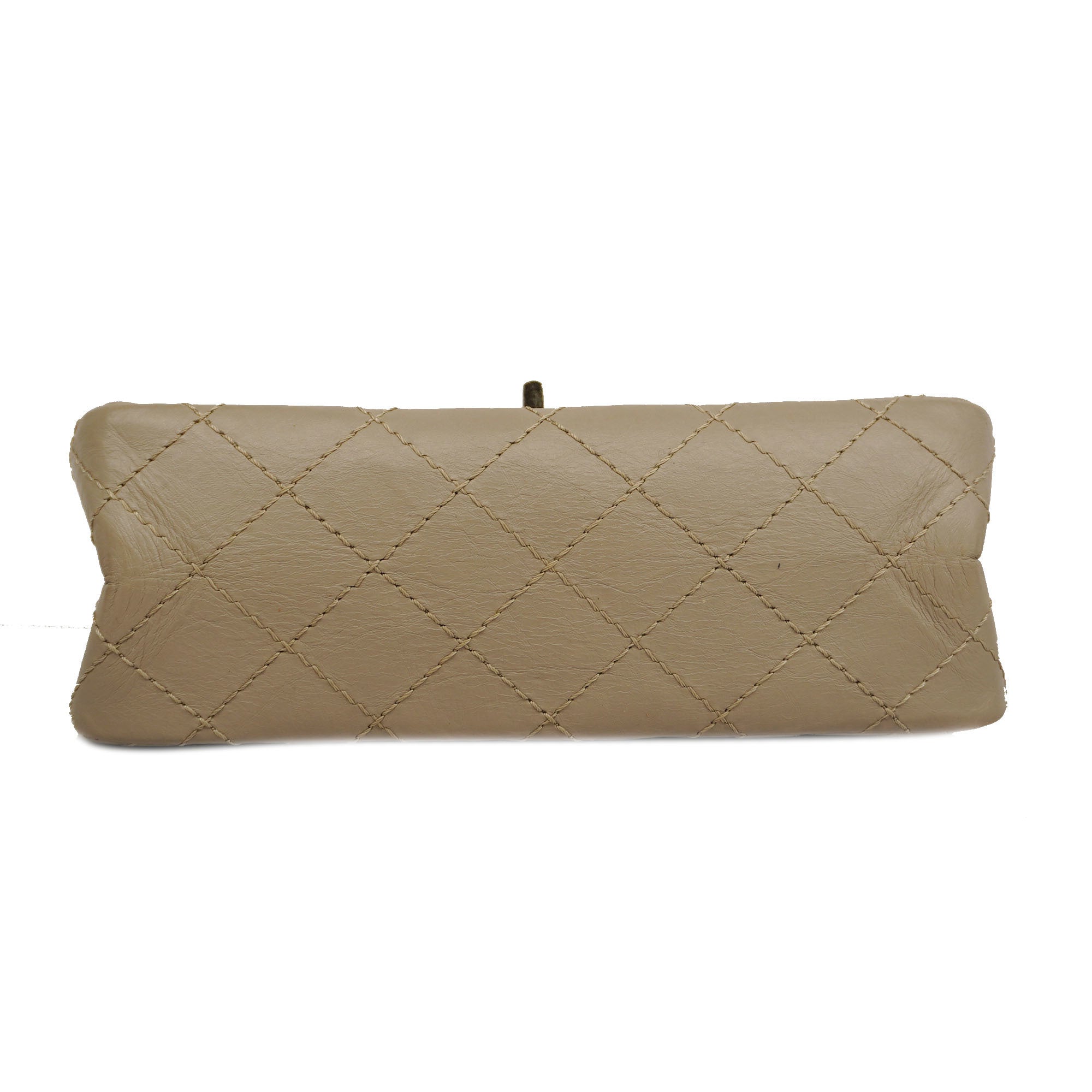 CHANELAuth  2.55 W Flap W Chain Lambskin Women's Leather Shoulder Bag Grayish
