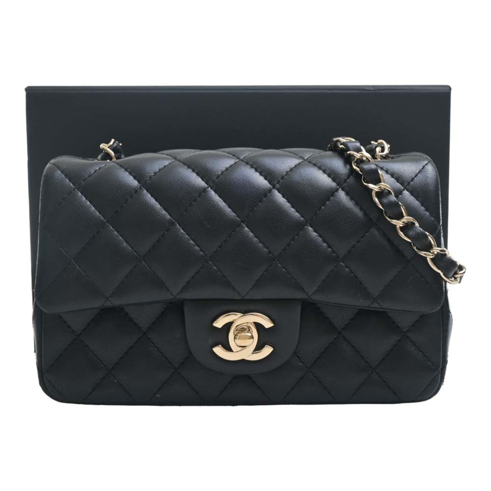 CHANEL Lambskin Matelasse Coco Mark Chain Shoulder Bag A69900 Black Ladies