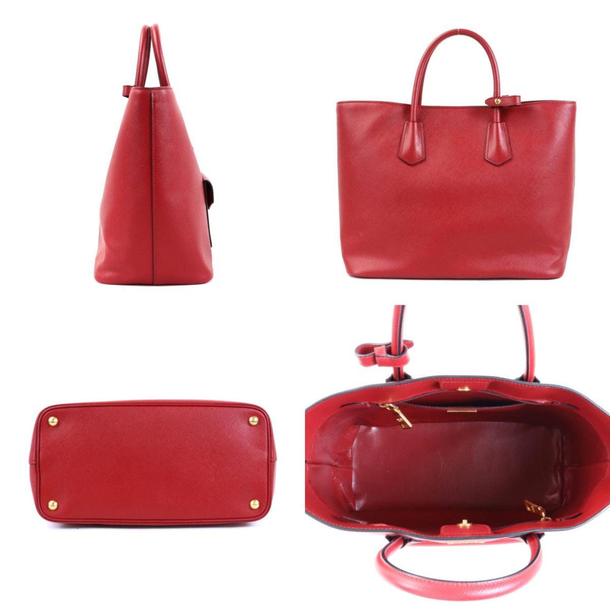 PRADA Handbag Shoulder Bag Leather Red Unisex BN2729