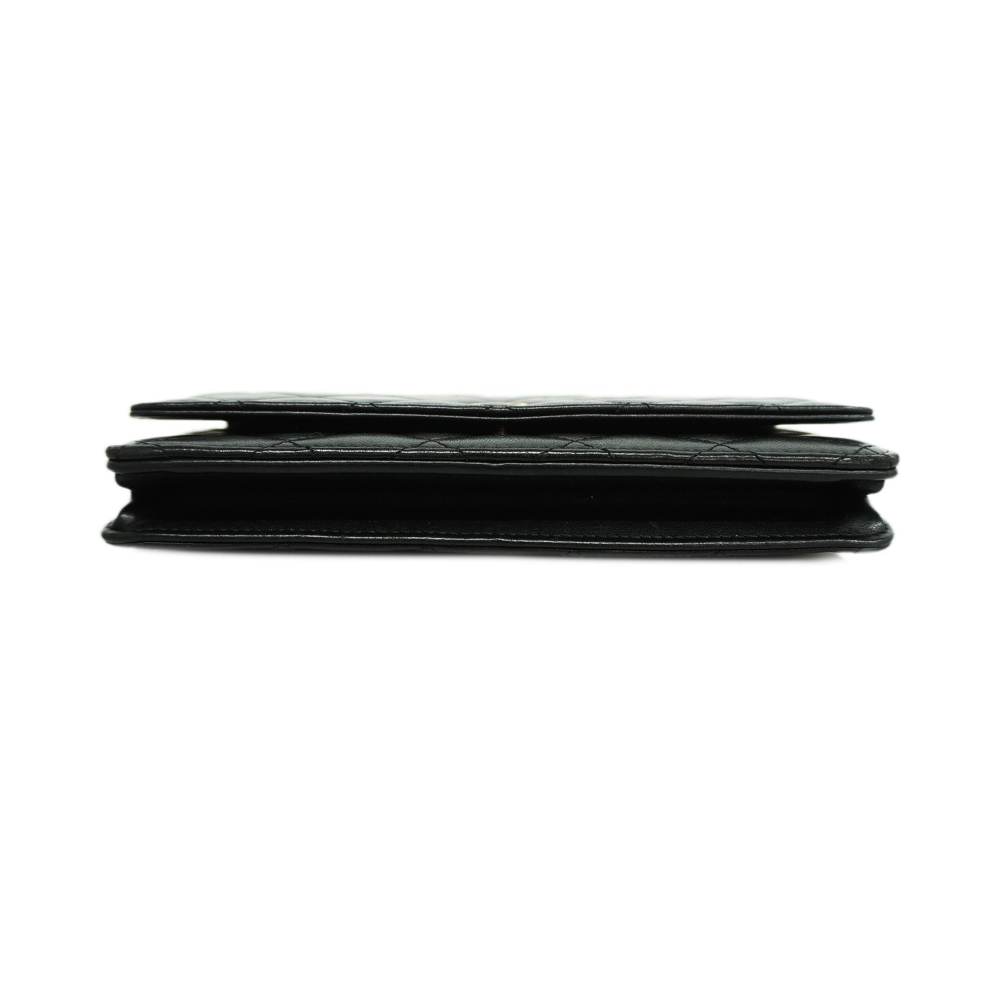 CHANEL  Matelasse Chain Shoulder Gold Hardware Lambskin Wallet Black