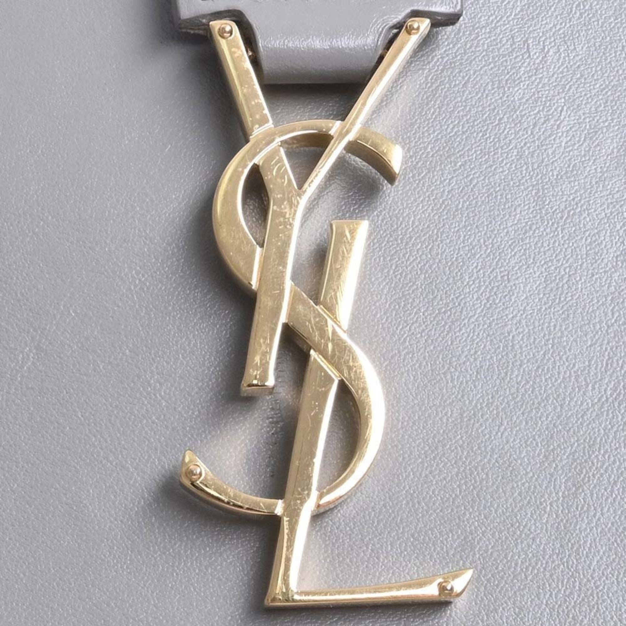 SAINT LAURENT Leather Monogram Cabas Handbag 472469 Gray Ladies