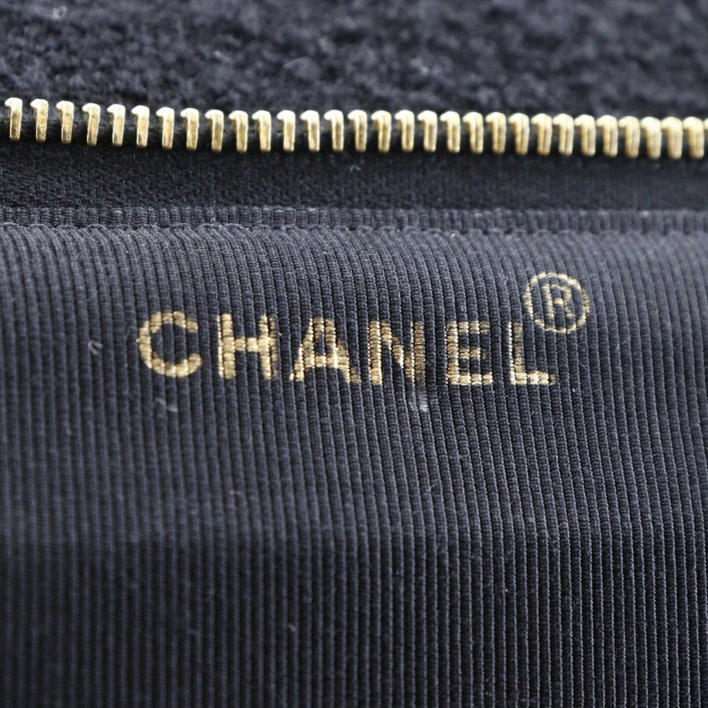 CHANEL Chainback Shoulder Bag Matelasse Tweed x Gold Plated Black Ladies