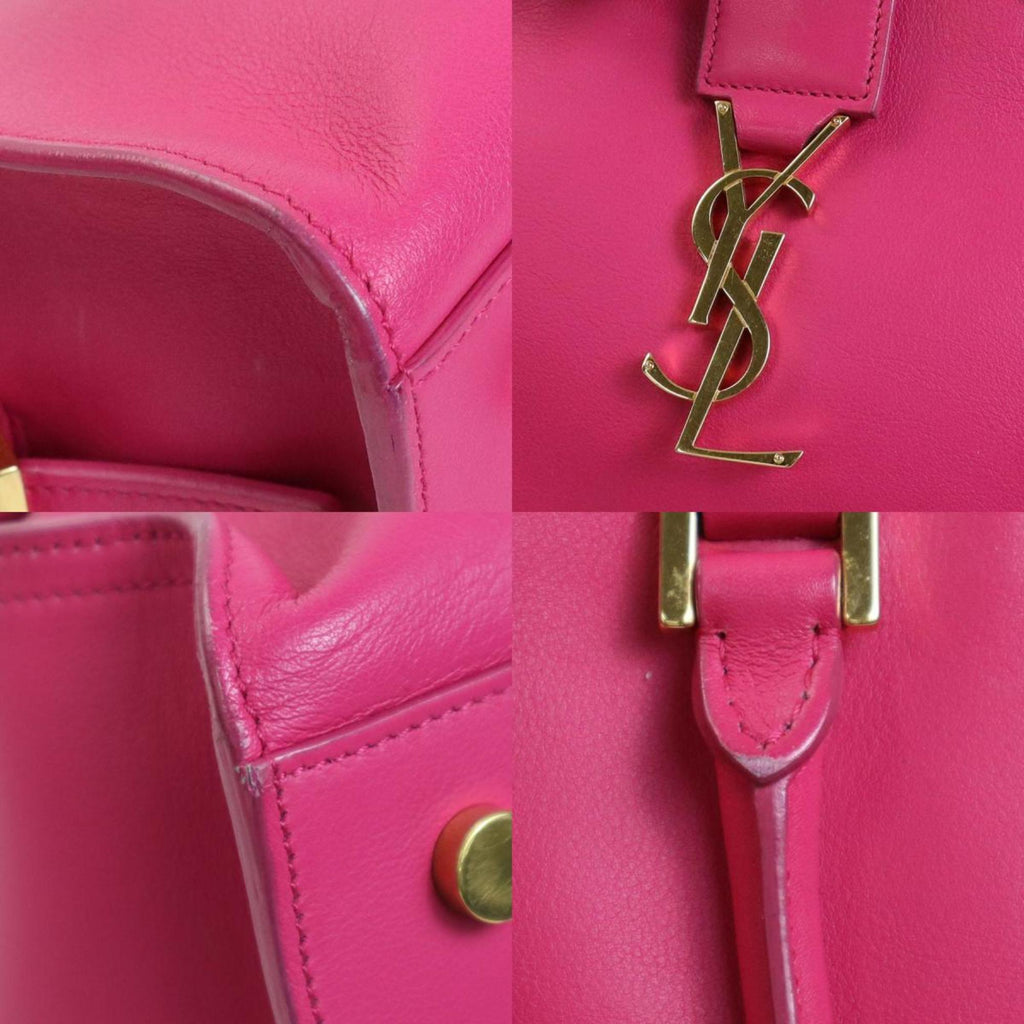 SAINT LAURENT Handbag Crossbody Shoulder Bag Baby Kabas Leather Pink Gold Women's