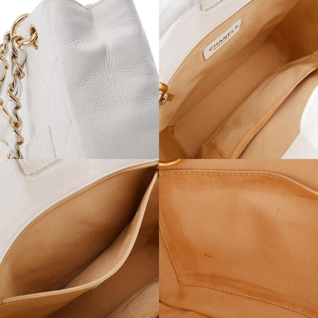 CHANEL PST White Women's Caviar Skin Tote Bag