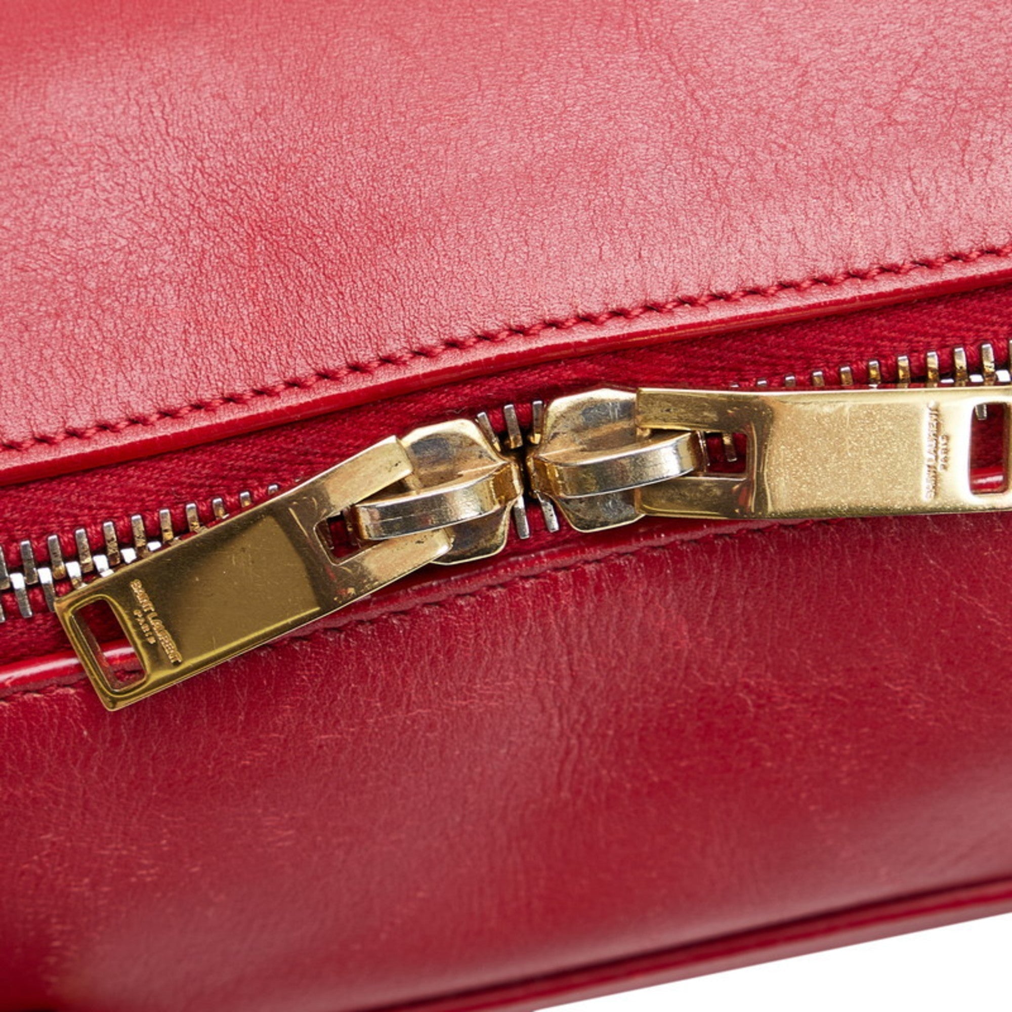 SAINT LAURENT Baby Duffle Handbag Shoulder Bag 330958 Red Leather Ladies