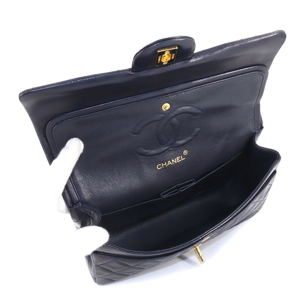 Chanel matelasse 25 chain shoulder bag leather navy A01112 gold metal fittings vintage Matelasse Bag