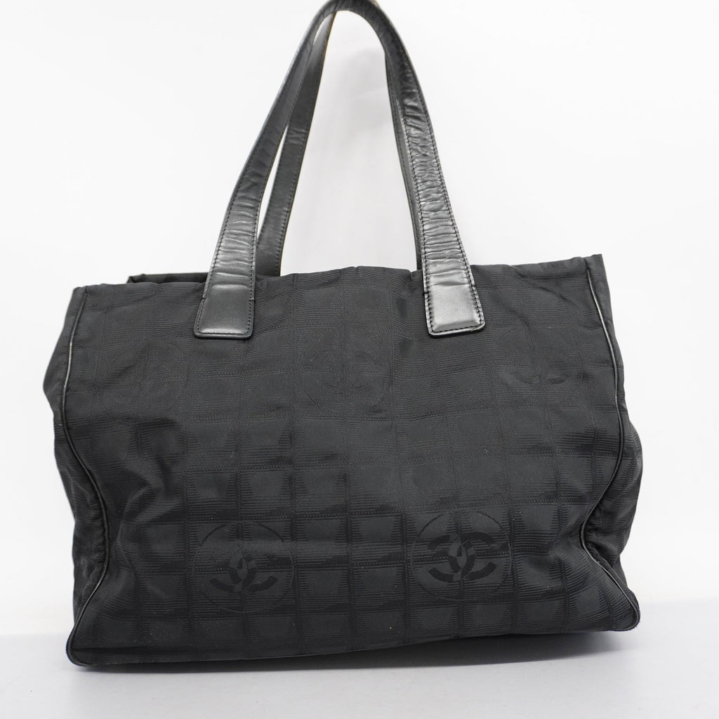 CHANELAuth  New Travel Line Tote Bag Women's Nylon Canvas Tote Bag Black