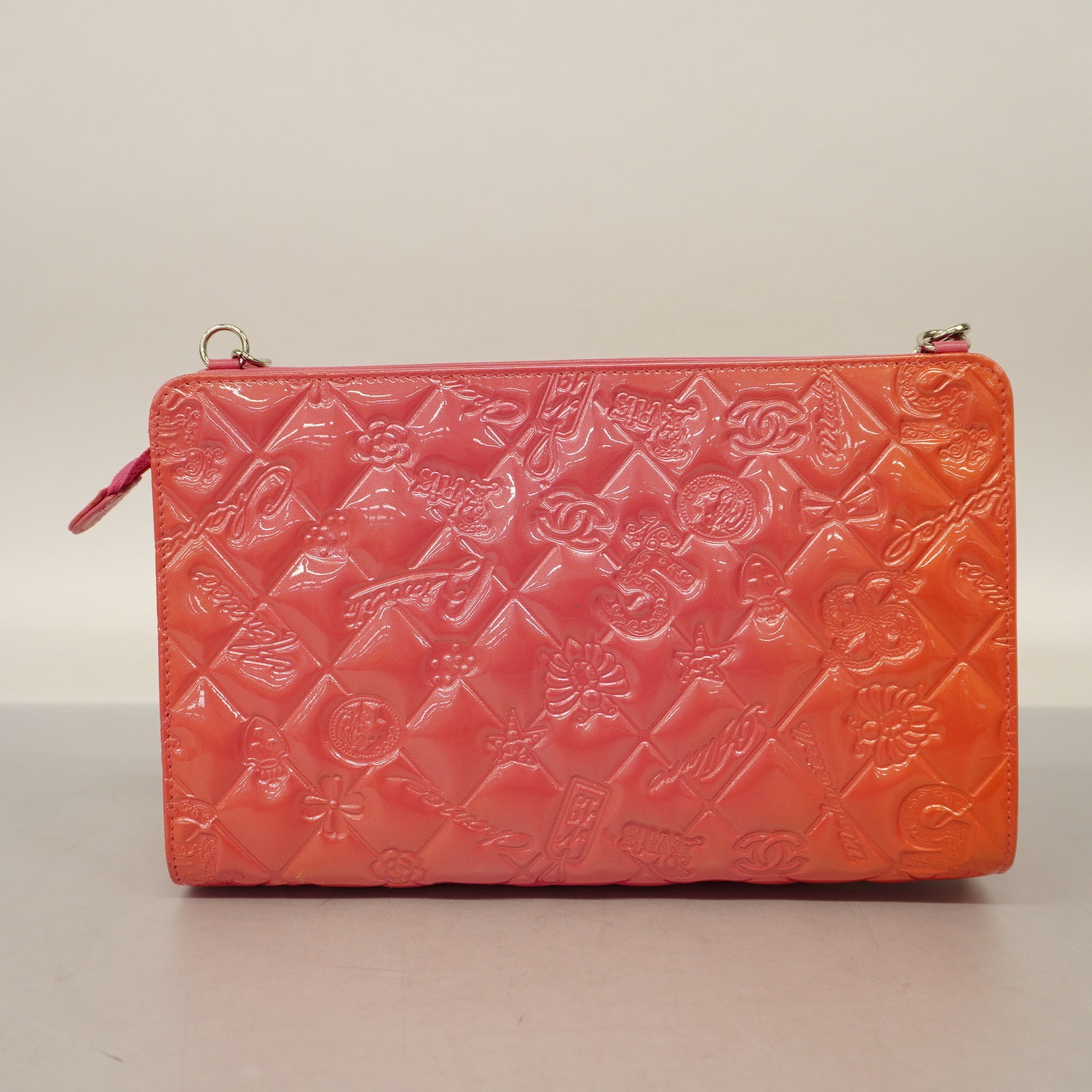 CHANELAuth  Icon Icon Women's Patent Leather,Rayon Handbag Pink
