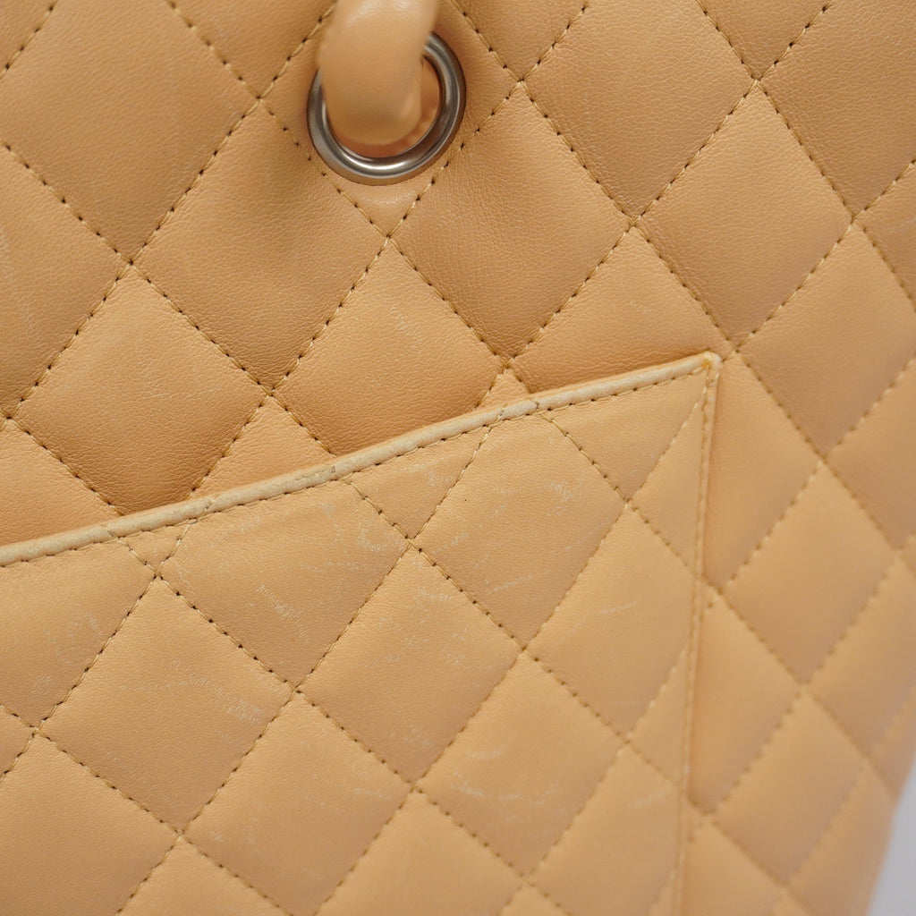 CHANELAuth  Ligne Cambon Tote Bag Lambskin Women's Tote Bag Beige
