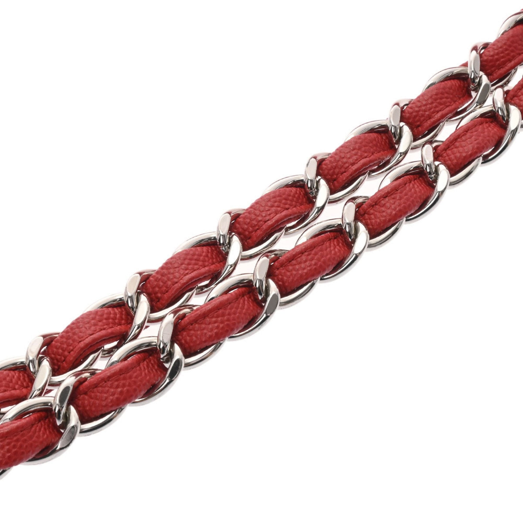 CHANEL matelasse double flap chain shoulder 30 red ladies caviar skin bag