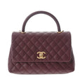 CHANEL Matelasse Coco Handle 28 Bordeaux A92991 Ladies Caviar Skin Bag