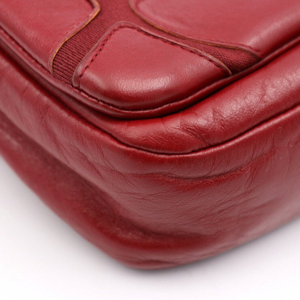 CHANEL shoulder bag leather canvas Bordeaux system here mark 2WAY handbag gold metal fittings chain 12 series