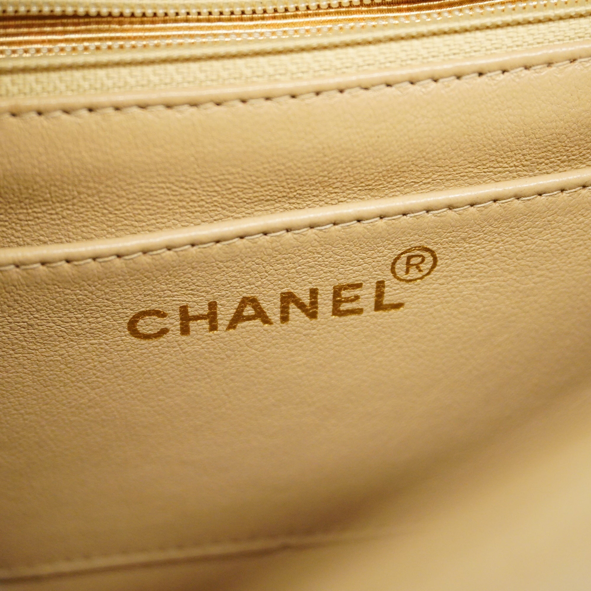 CHANEL  Matelasse Diana Flap Single Chain Women's Leather Shoulder Bag Beige