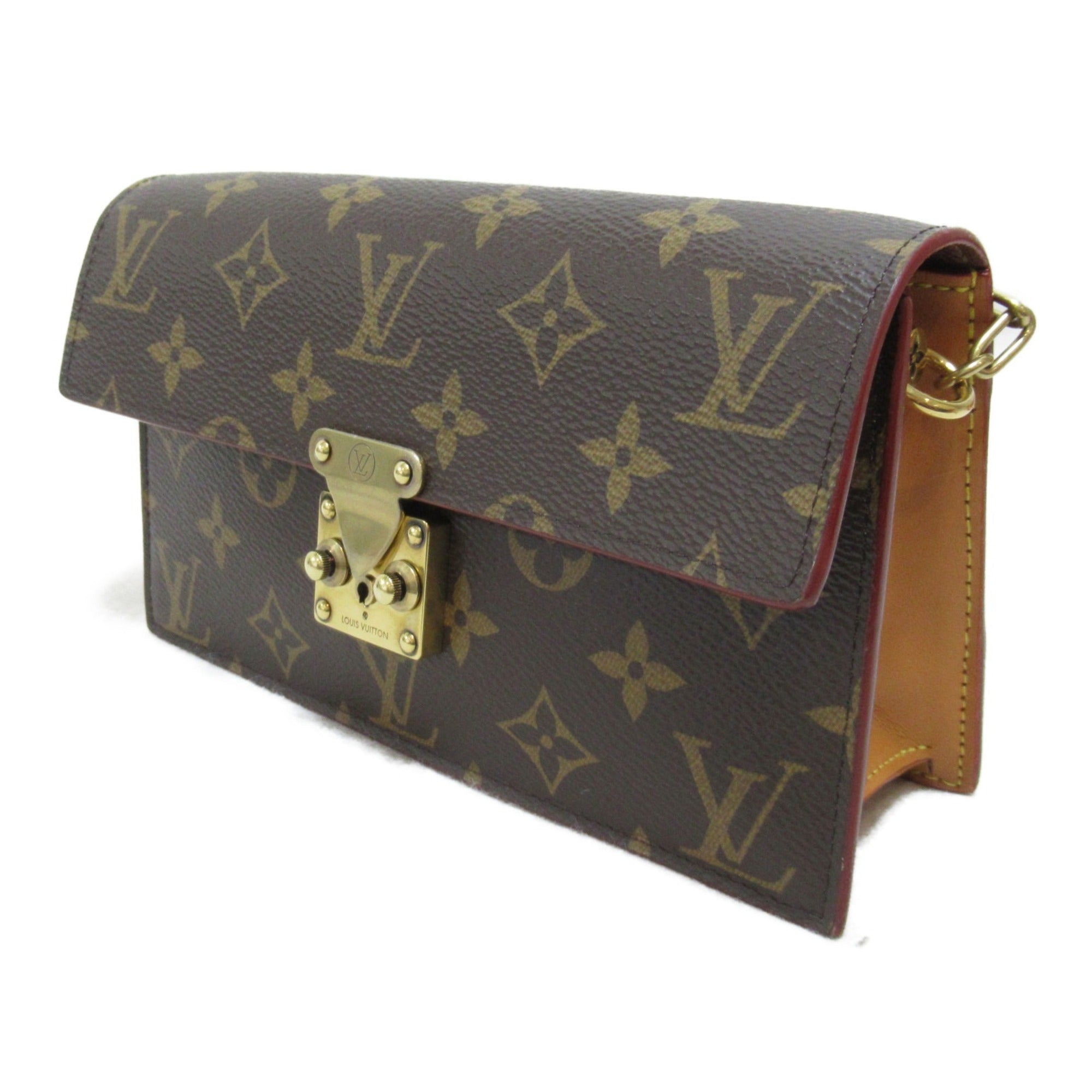 LOUIS VUITTON S lock belt pouch GM waist bag Brown Monogram PVC coated canvas M68550