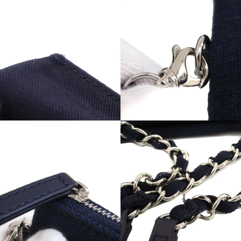 CHANEL Deauville Coco Mark Tote Bag Canvas Ladies