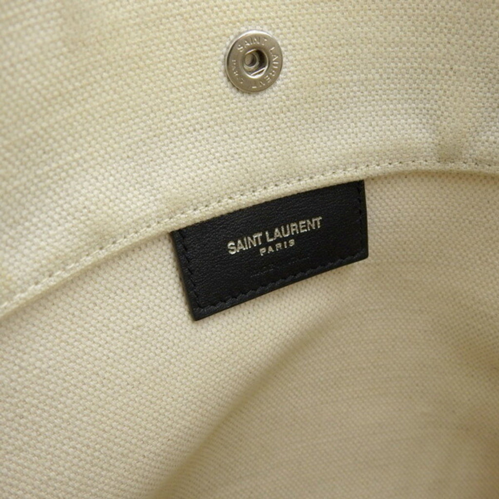 SAINT LAURENT Rive Gauche Canvas Leather Shoulder Bag 669299 Natural Black Ladies