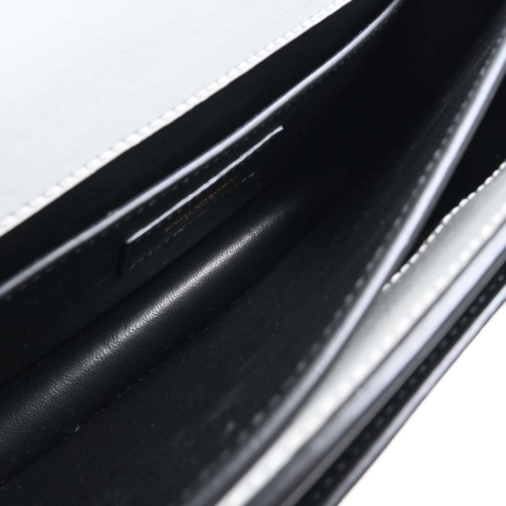 SAINT LAURENT Sunset Leather Chain Shoulder Bag 442906 Black White Ladies