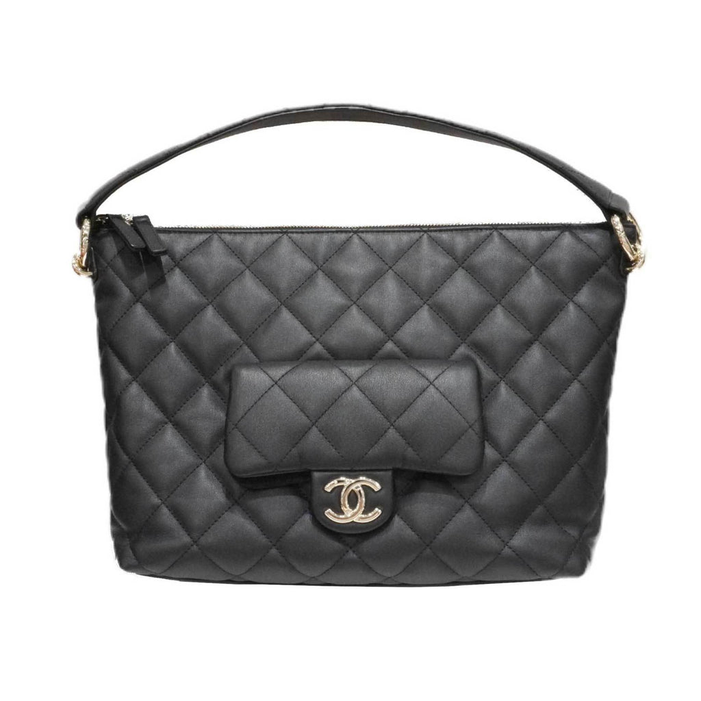 CHANEL Maxi Hobo Bag AS4347B Shoulder Black [SG Hardware] Calfskin Women's Men's