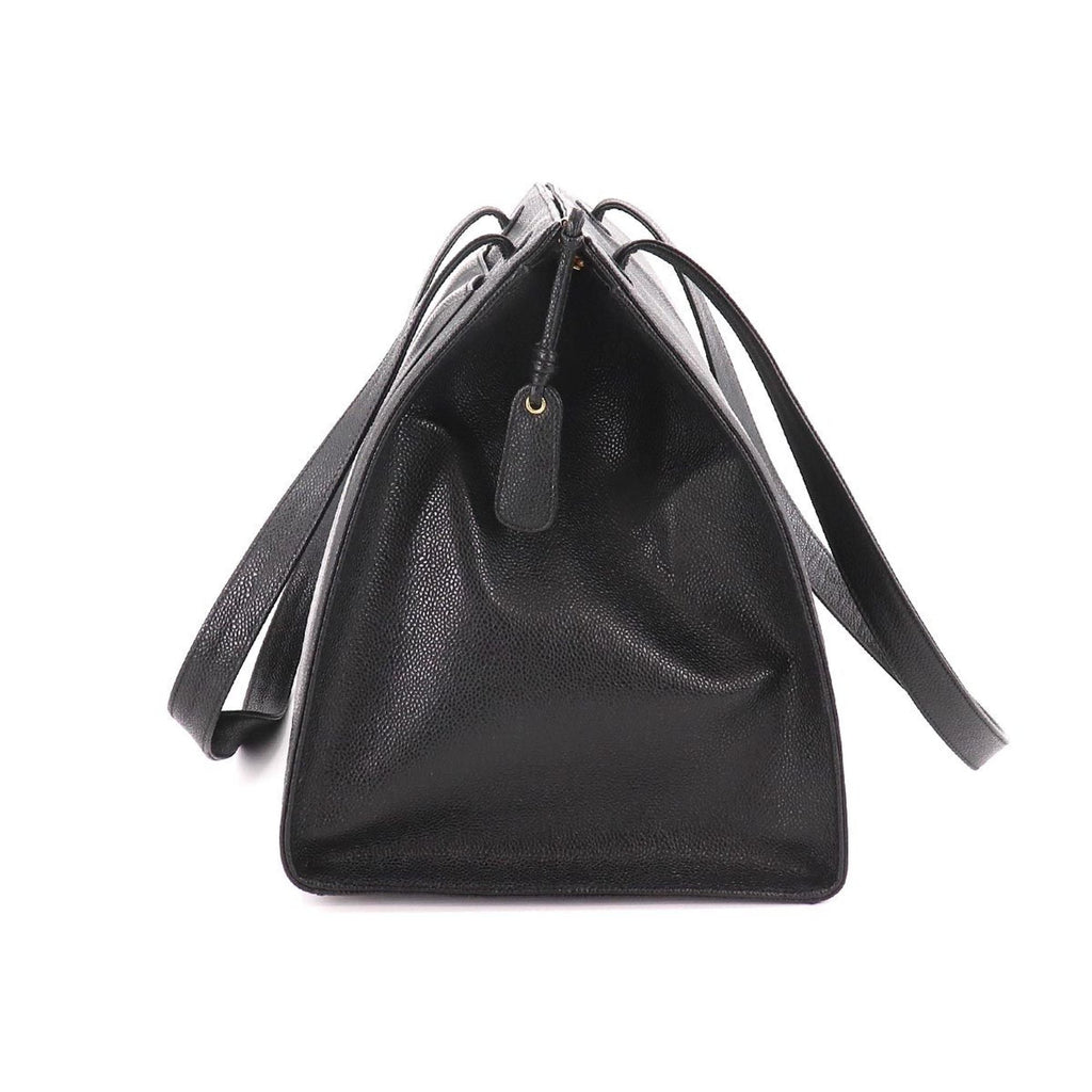 CHANEL Cocomark Tote Bag Caviar Skin Black Gold Hardware Vintage