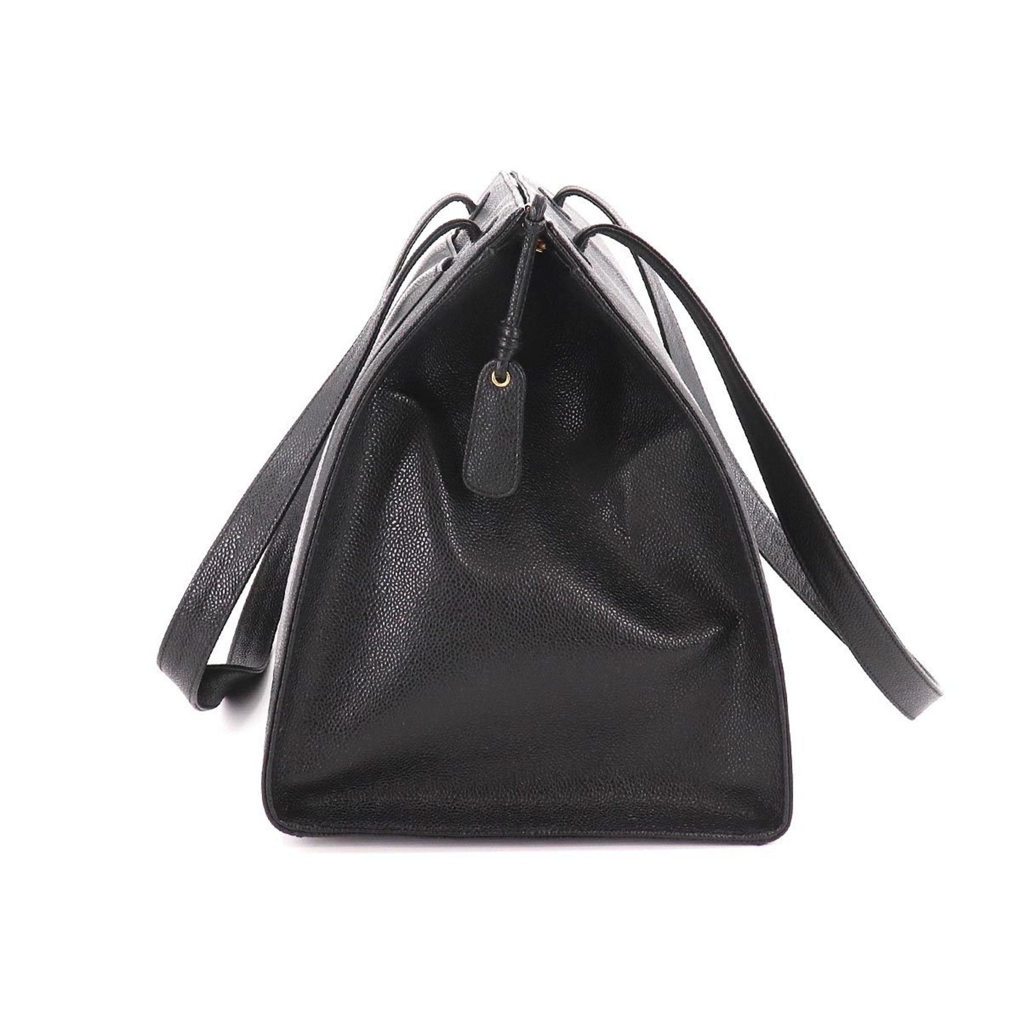 CHANEL Cocomark Tote Bag Caviar Skin Black Gold Hardware Vintage