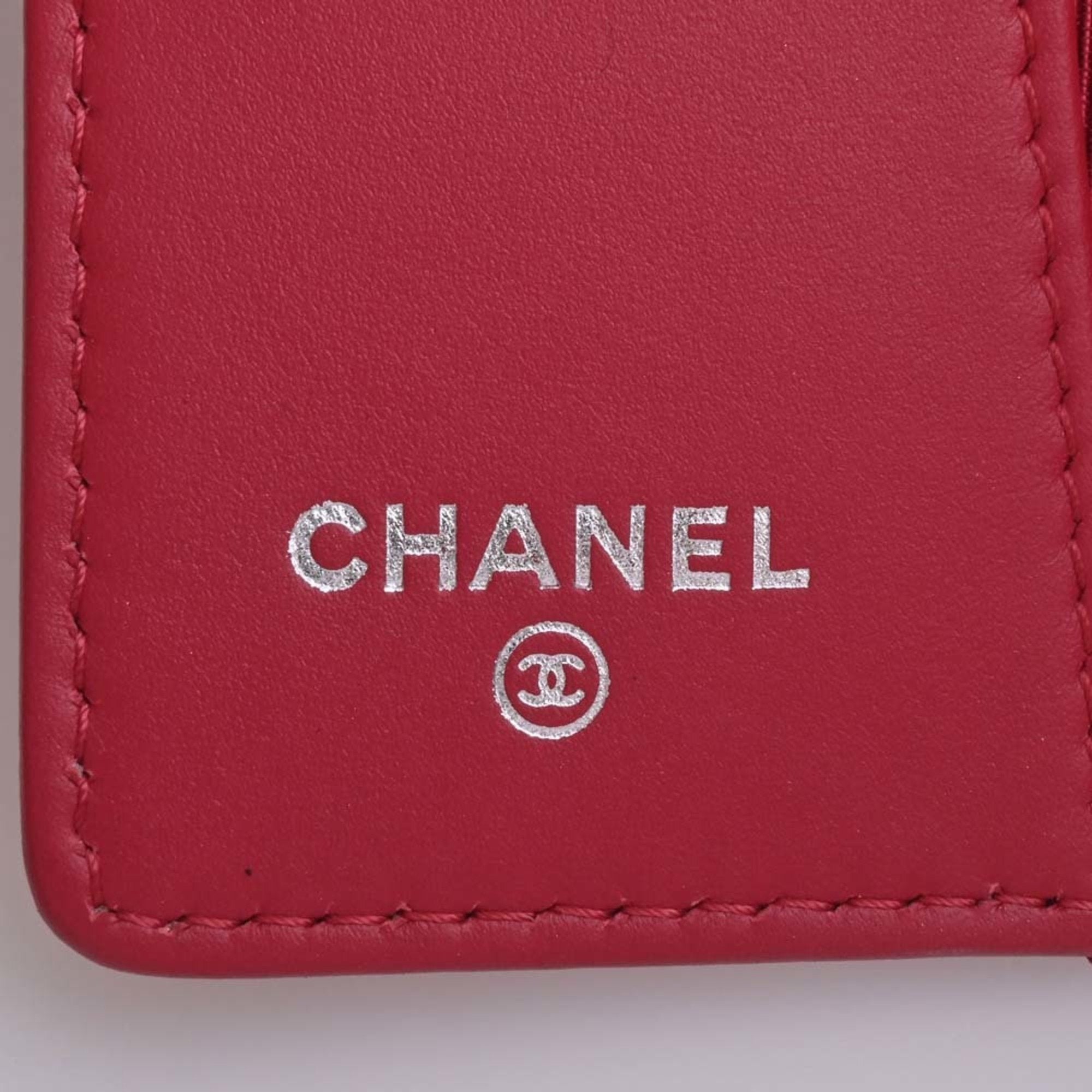 CHANEL Caviar Skin Matelasse Coco Mark 6 Row Key Case Red Ladies