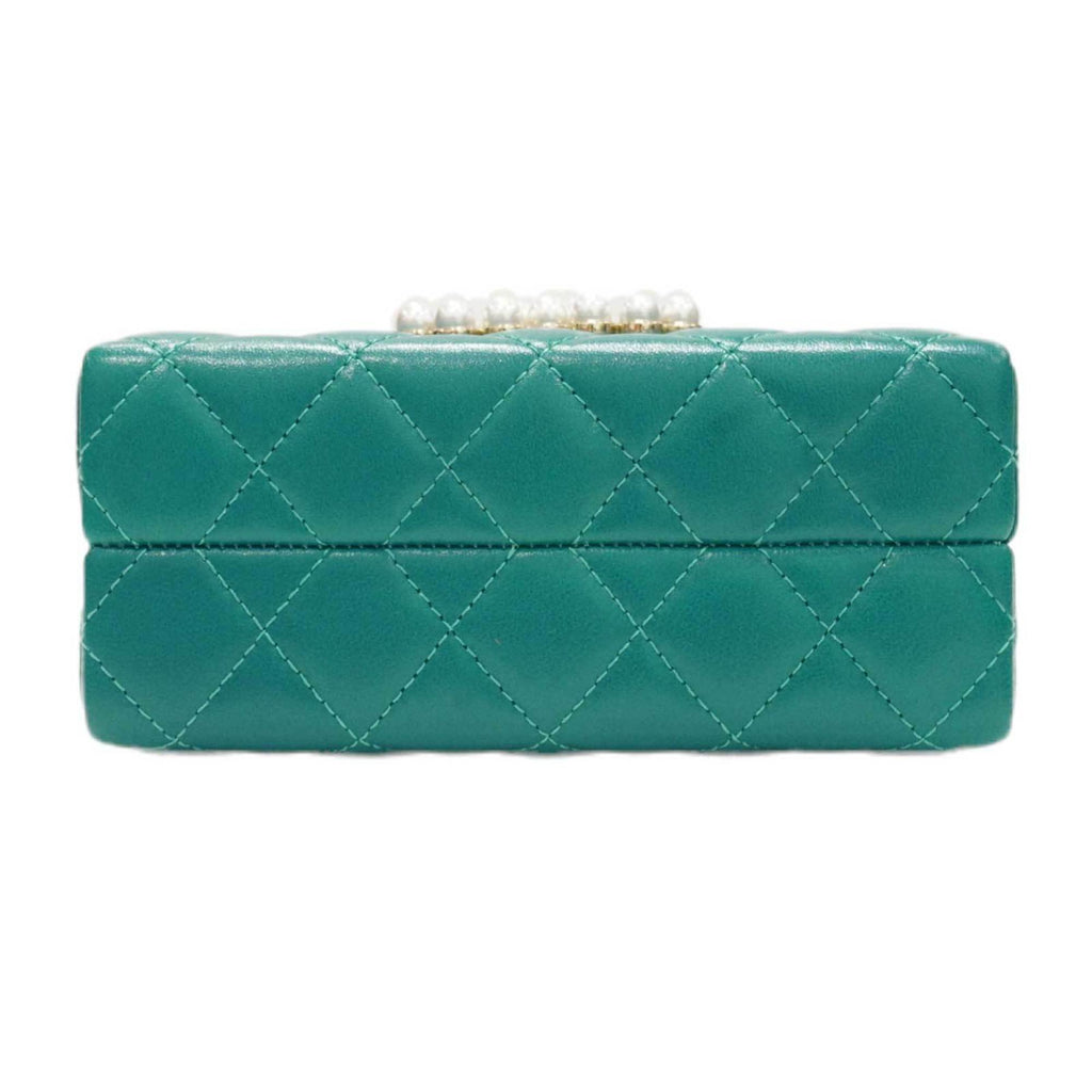 CHANEL Chain Clutch AP3452 Shoulder Bag Green Lambskin Women's Men's
