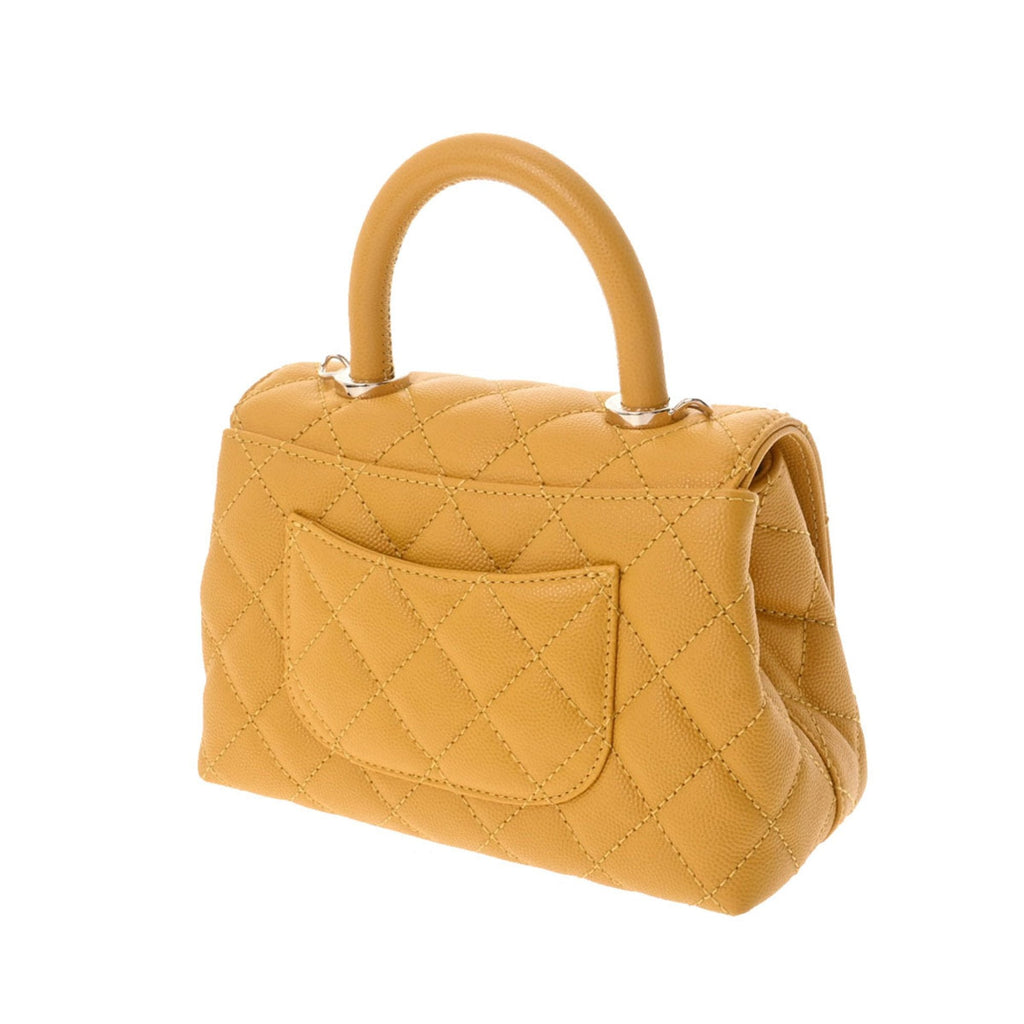 CHANEL matelasse XXS yellow AS2215 ladies caviar skin bag