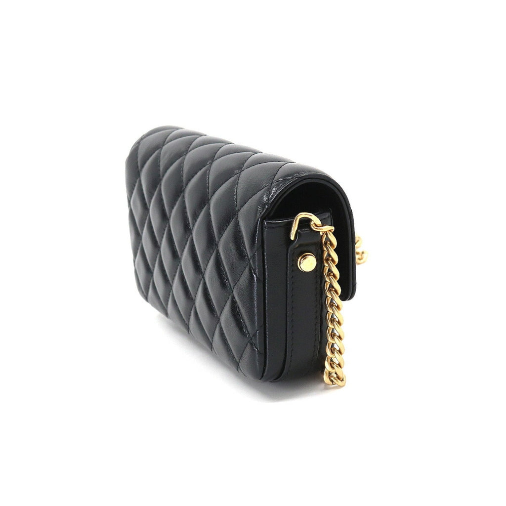 CHANEL Mini Matelasse Chain Shoulder Bag Leather Black AP3207 Phone Case