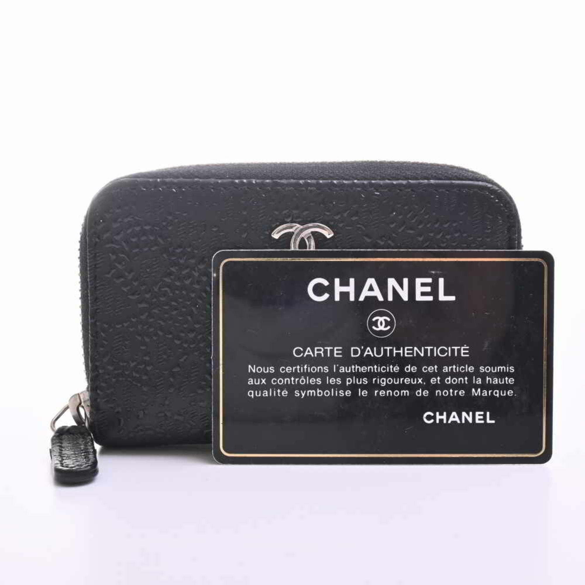 Chanel Leather Coco Mark Coin Case Black