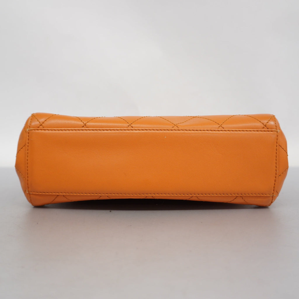 CHANEL  Matelasse Women's Leather Handbag Orange