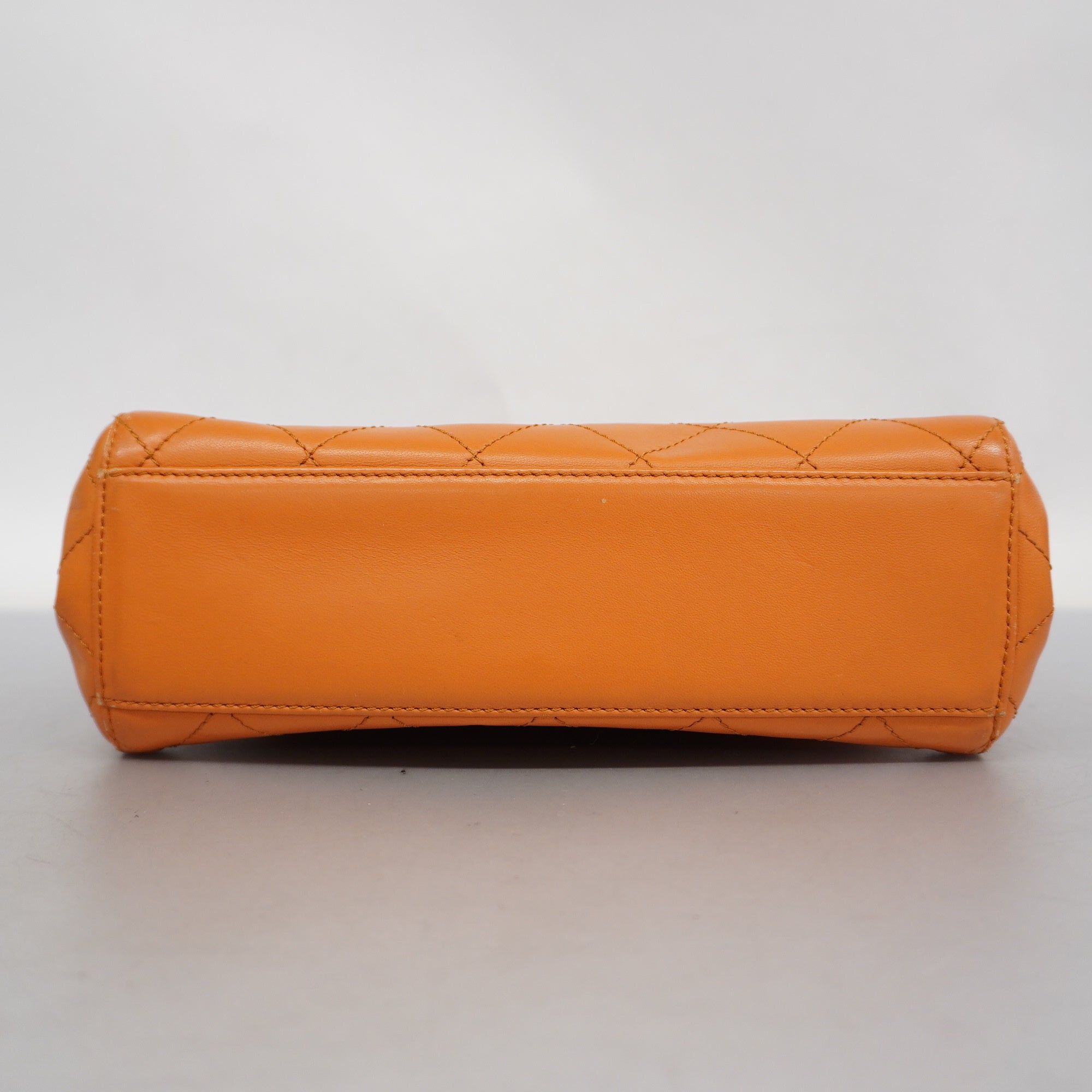 CHANEL  Matelasse Women's Leather Handbag Orange