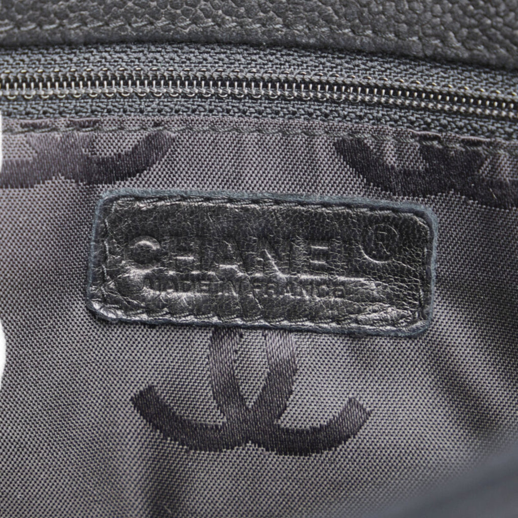 CHANEL coco mark handbag tote bag black leather ladies