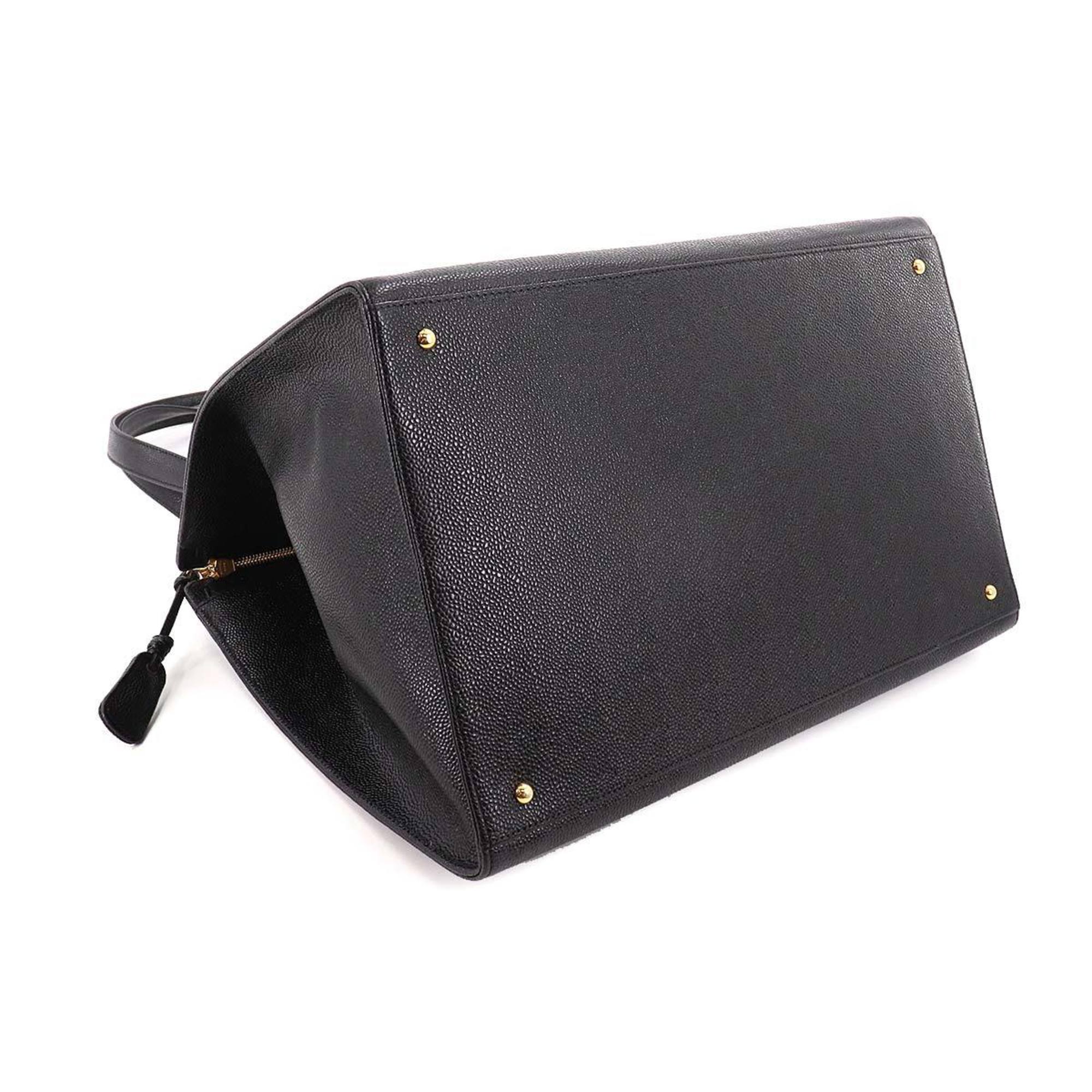 CHANEL Cocomark Tote Bag Caviar Skin Black Gold Hardware Vintage